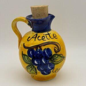 Aceite Olive Oil Bottle Spanish Pottery Cruet
Grape Vinegar Dispenser w Cork